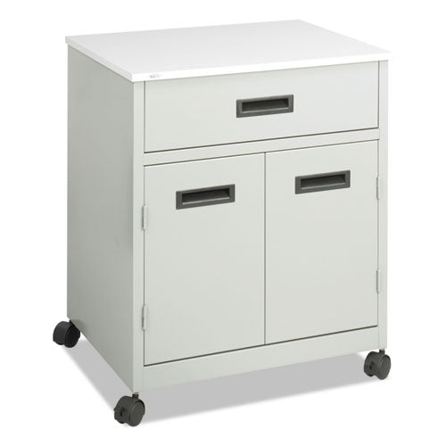 Image of Safco® Steel Machine Stand with Pullout Drawer, Engineered Wood, 3 Shelves, 1 Drawer, 25" x 20" x 29.75", Gray