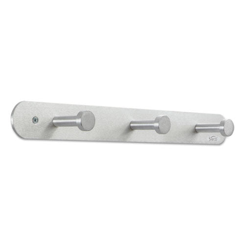 Image of Safco® Nail Head Wall Coat Rack, Three Hooks, Metal, 18w X 2.75d X 2h, Satin