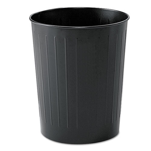 Image of Safco® Round Wastebaskets, 23.5 qt, Steel, Black