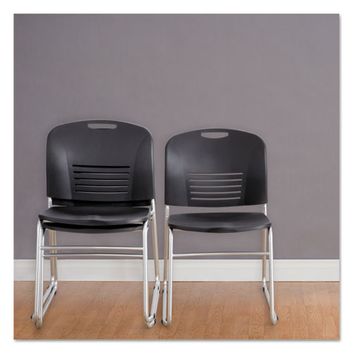 Image of Safco® Vy Series Stack Chairs, Supports Up to 350 lb, 18.75" Seat Height, Black Seat, Black Back, Silver Base, 2/Carton