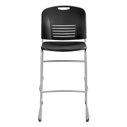 Image of Safco® Vy Sled Base Bistro Chair, Supports Up to 350 lb, 30.5" Seat Height, Black Seat, Black Back, Silver Base