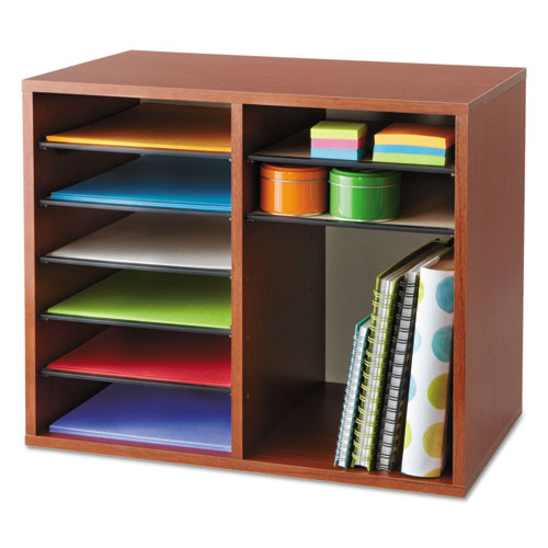 Image of Safco® Fiberboard Literature Sorter, 12 Compartments, 19.63 x 11.88 x 16.13, Cherry