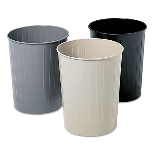 Image of Safco® Round Wastebaskets, 23.5 qt, Steel, Black