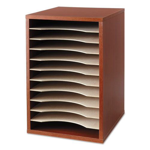Image of Safco® Wood Desktop Literature Sorter, 11 Compartments, 10.63 x 11.88 x 16, Cherry