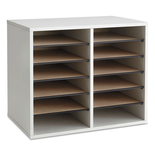 Image of Safco® Fiberboard Literature Sorter, 12 Compartments, 19.63 x 11.88 x 16.13, Gray