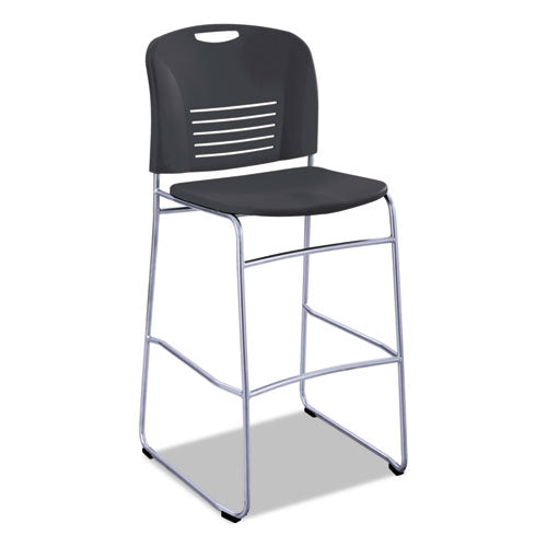 Image of Safco® Vy Sled Base Bistro Chair, Supports Up to 350 lb, 30.5" Seat Height, Black Seat, Black Back, Silver Base