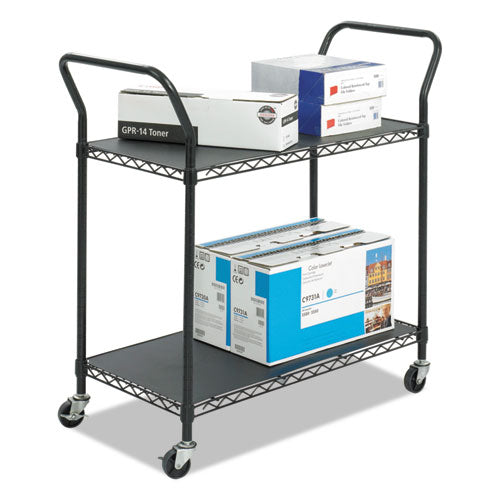Image of Safco® Wire Utility Cart, Metal, 2 Shelves, 400 lb Capacity, 43.75" x 19.25" x 40.5", Black