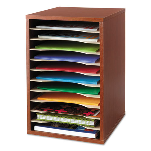 Image of Safco® Wood Desktop Literature Sorter, 11 Compartments, 10.63 x 11.88 x 16, Cherry