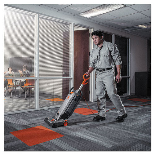 Image of Hoover® Commercial Hushtone Vacuum Cleaner With Intellibelt, 15" Cleaning Path, Gray/orange