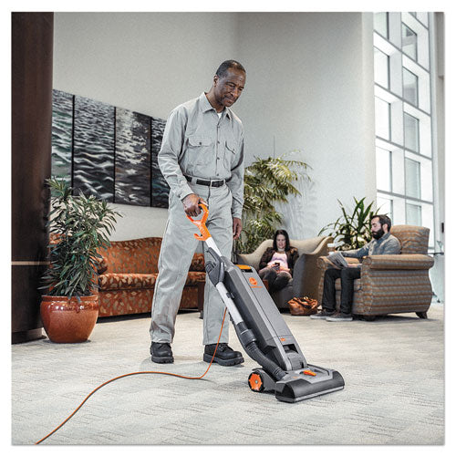 Image of Hoover® Commercial Hushtone Vacuum Cleaner With Intellibelt, 15" Cleaning Path, Gray/orange