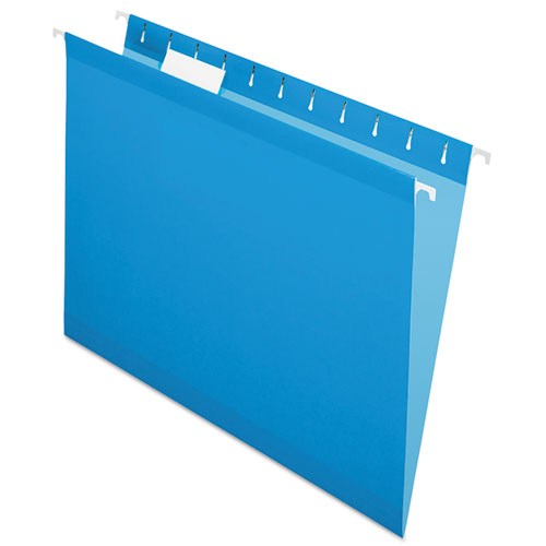 Image of Pendaflex® Colored Reinforced Hanging Folders, Letter Size, 1/5-Cut Tabs, Blue, 25/Box