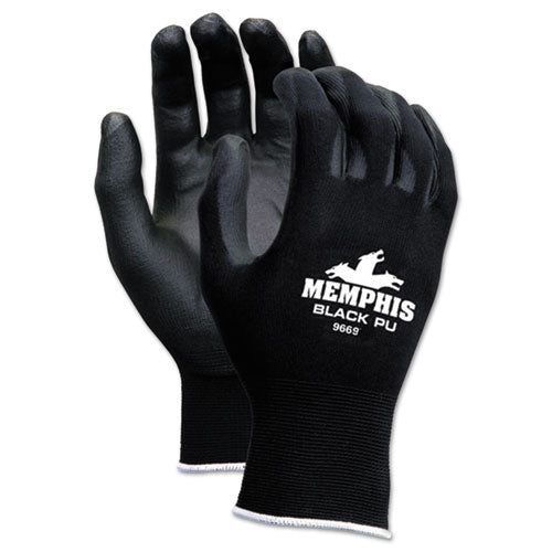 Image of MCR Safety Economy PU Coated Work Gloves, Black, Medium, Dozen