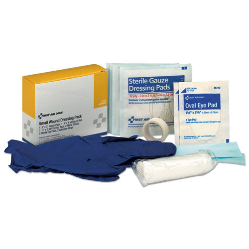 Image of First Aid Only Small Wound Dressing Kit, Includes Gauze, Tape, Gloves, Eye Pads, Bandages
