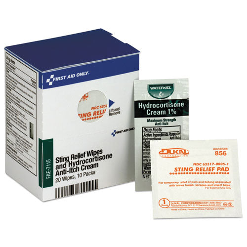 Image of First Aid Only Refill For Smartcompliance Cabinet, 20 Sting Relief Wipes, 10 Hydrocortisone Packs