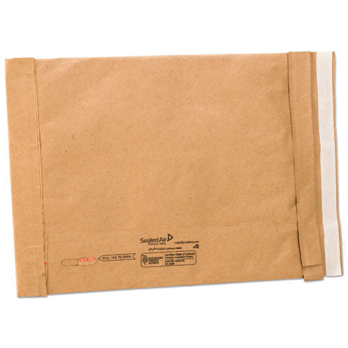 Image of Sealed Air Jiffy Padded Mailer, #5, Paper Padding, Self-Adhesive Closure, 10.5 x 16, Natural Kraft, 25/Carton