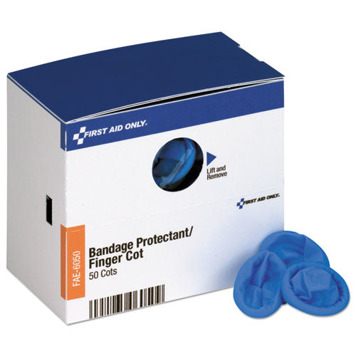 Image of First Aid Only Refill For Smartcompliance Gen Business Cabinet, Finger Cots, Blue, Nitrile, 50/box