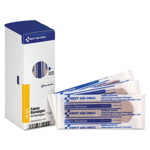 Image of First Aid Only Refill For Smartcompliance General Business Cabinet, Fabric Bandages, 1 X 3, 40/box