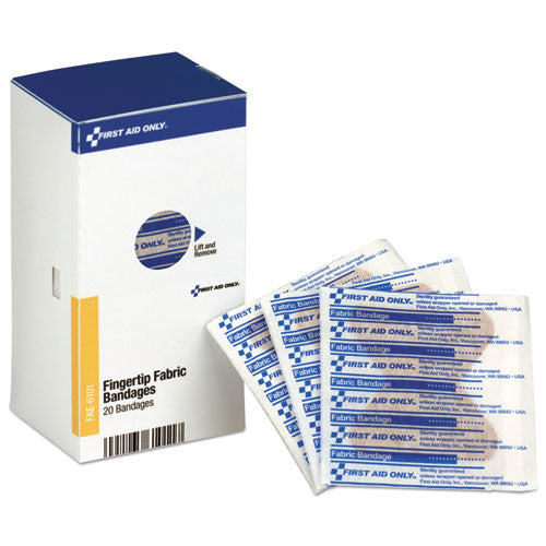 Image of First Aid Only Refill For Smartcompliance General Business Cabinet, Fingertip Fabric Bandages, 20/box