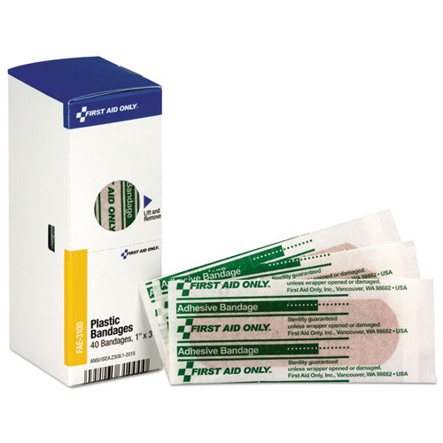 Image of First Aid Only Refill For Smartcompliance General Business Cabinet, Plastic Bandages, 1 X 3, 40/box