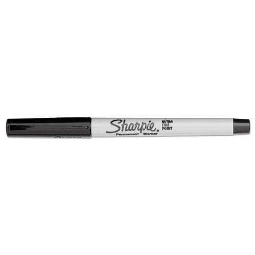 Image of Sharpie® Ultra Fine Tip Permanent Marker, Ultra-Fine Needle Tip, Black, Dozen