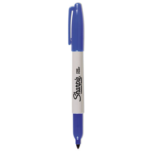Image of Sharpie® Fine Tip Permanent Marker, Fine Bullet Tip, Blue, Dozen