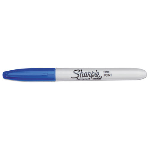 Image of Sharpie® Fine Tip Permanent Marker, Fine Bullet Tip, Blue, Dozen