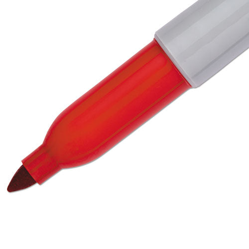 Image of Sharpie® Fine Tip Permanent Marker, Fine Bullet Tip, Red, Dozen