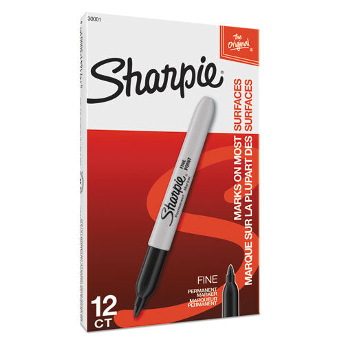 Image of Sharpie® Fine Tip Permanent Marker, Fine Bullet Tip, Black, Dozen