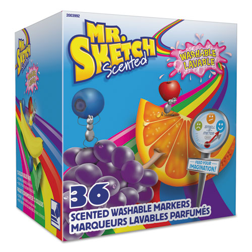 Image of Mr. Sketch® Scented Watercolor Marker Classroom Pack, Broad Chisel Tip, Assorted Colors, 36/pack