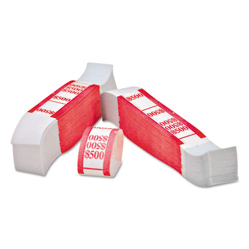 Image of Iconex Color-Coded Kraft Currency Straps, $5 Bill, $500, Self-Adhesive, 1000/pack
