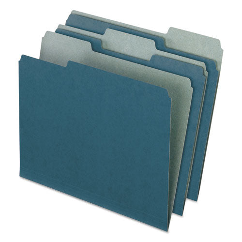 Image of Pendaflex® Earthwise by Pendaflex 100% Recycled Colored File Folders, 1/3-Cut Tabs: Assorted, Letter Size, 0.5" Expansion, Blue, 100/Box