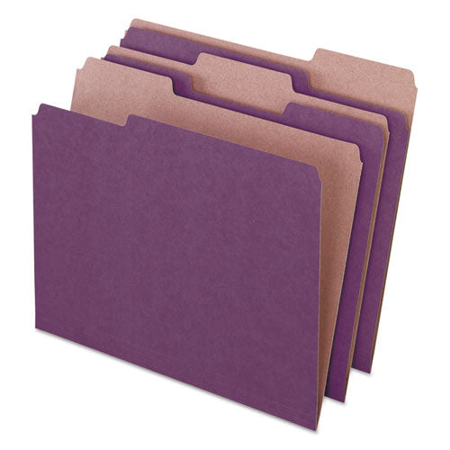 Image of Pendaflex® Earthwise by Pendaflex 100% Recycled Colored File Folders, 1/3-Cut Tabs: Assorted, Letter, 0.5" Expansion, Violet, 100/Box