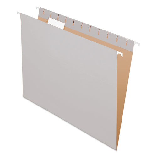 Image of Pendaflex® Colored Hanging Folders, Letter Size, 1/5-Cut Tabs, Gray, 25/Box