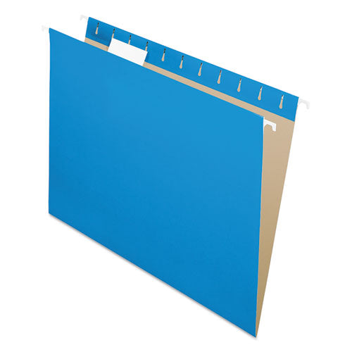 Image of Pendaflex® Colored Hanging Folders, Letter Size, 1/5-Cut Tabs, Blue, 25/Box