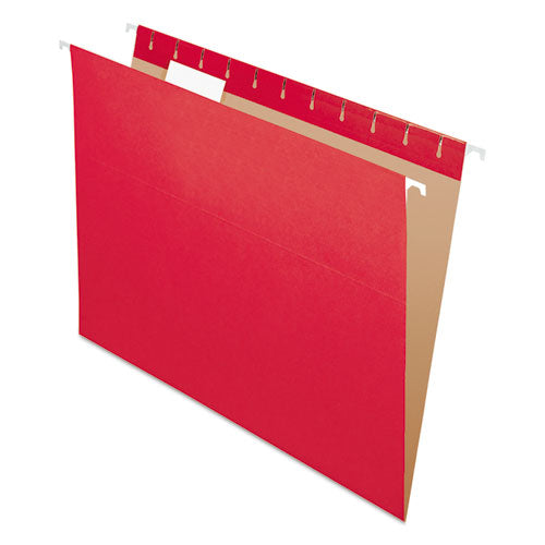 Image of Pendaflex® Colored Hanging Folders, Letter Size, 1/5-Cut Tabs, Red, 25/Box