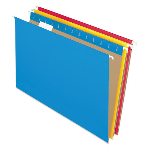 Image of Pendaflex® Colored Hanging Folders, Legal Size, 1/5-Cut Tabs, Assorted Colors, 25/Box