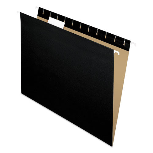 Image of Pendaflex® Colored Hanging Folders, Letter Size, 1/5-Cut Tabs, Black, 25/Box