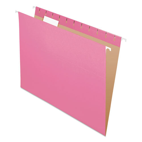 Image of Pendaflex® Colored Hanging Folders, Letter Size, 1/5-Cut Tabs, Pink, 25/Box