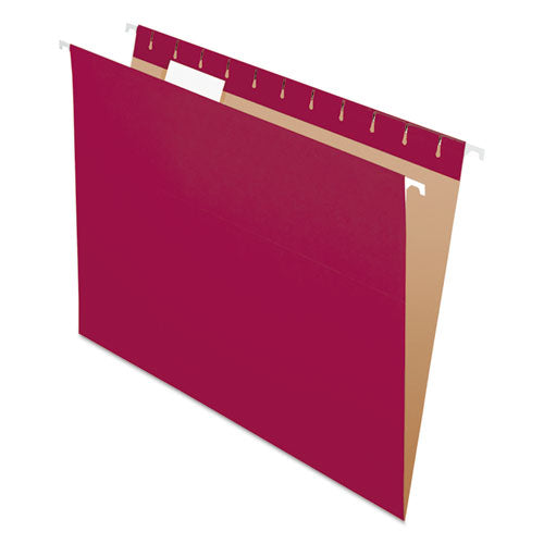 Image of Pendaflex® Colored Hanging Folders, Letter Size, 1/5-Cut Tabs, Burgundy, 25/Box