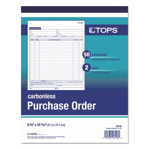 Image of TOPS Purchase Order Book, 22 Lines, Two-Part Carbonless, 8.38 x 10.19, 50 Forms Total