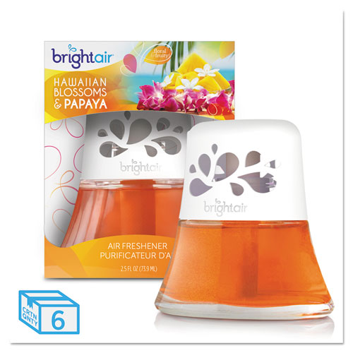 Image of BRIGHT Air® Scented Oil Air Freshener, Hawaiian Blossoms And Papaya, Orange, 2.5 Oz, 6/carton