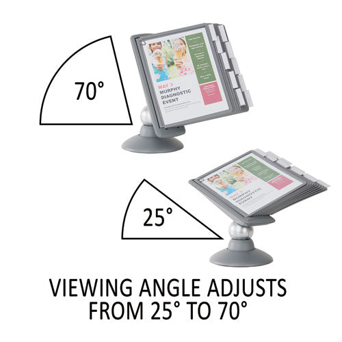 Image of Durable® Sherpa Motion Desk Reference System, 10 Panels, Gray Borders