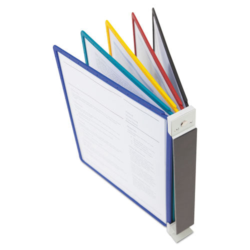 Image of Durable® Vario Magnetic Wall Reference System, 5 Panels, 10 Pockets, Assorted Borders