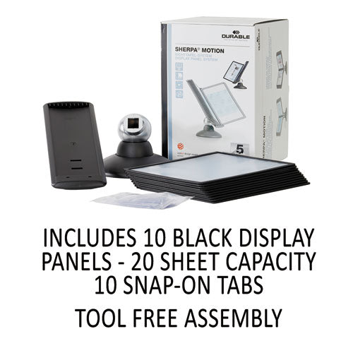 Image of Durable® Sherpa Motion Desk Reference System, 10 Panels, Black Borders