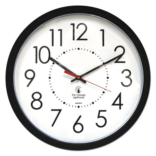 Image of Chicago Lighthouse Electric Contemporary Clock, 14.5" Overall Diameter, Black Case, Ac Powered