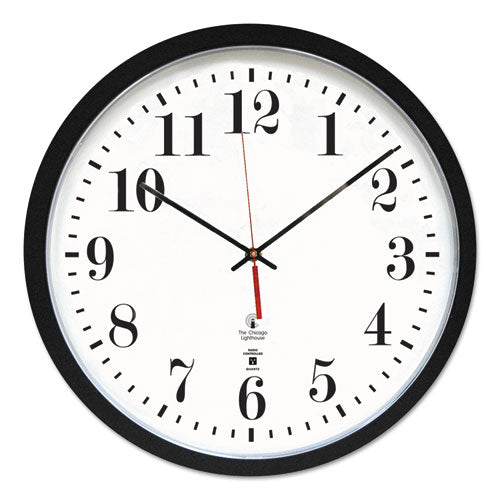 Image of Chicago Lighthouse Black Atomic Contemporary Clock, 16.5" Overall Diameter, Black Case, 1 Aa (sold Separately)