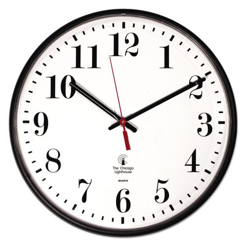 Image of Chicago Lighthouse Quartz Slimline Clock, 12.75" Overall Diameter, Black Case, 1 Aa (sold Separately)