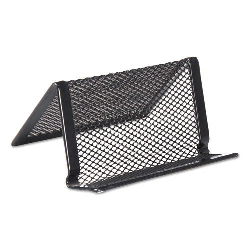 Image of Universal® Mesh Metal Business Card Holder, Holds 50 2.25 X 4 Cards, 3.78 X 3.38 X 2.13, Black