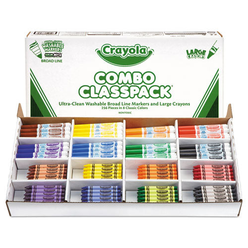 Image of Crayola® Crayon And Ultra-Clean Washable Marker Classpack, 8 Colors, 128 Each Crayons/markers, 256/box