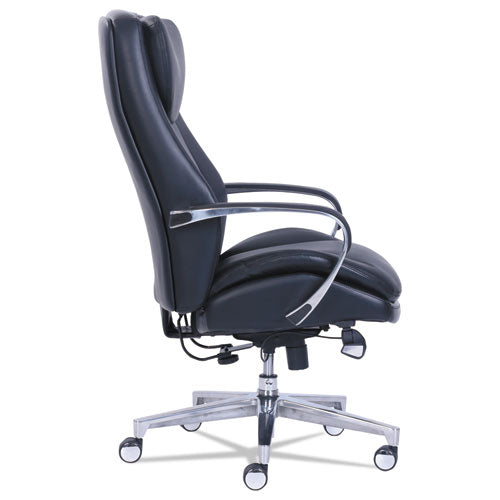 Image of La-Z-Boy® Commercial 2000 High-Back Executive Chair, Dynamic Lumbar Support, Supports 300lb, 20" To 23" Seat Height, Black, Silver Base